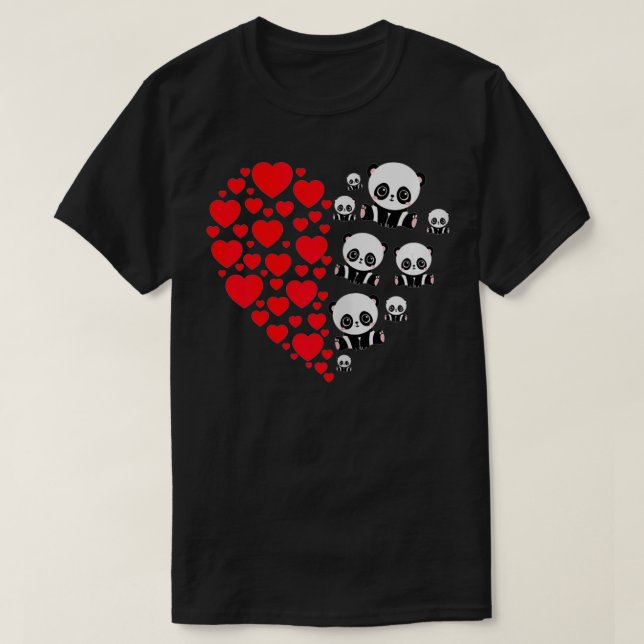 Womens Panda Valentines Day  Hearts Love Girls Gif T-Shirt (Design Front)