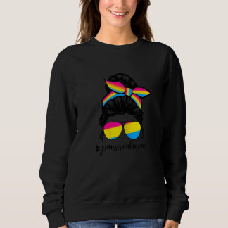 Womens Pansexual Mum Messy Bun Pansexual Lgbt Flag Sweatshirt