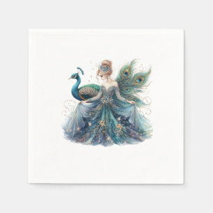 women's paper towel and peacock napkin