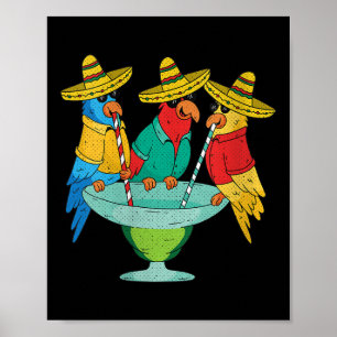 Womens Parrot Cinco De Mayo Funny Drinking Tequila Poster