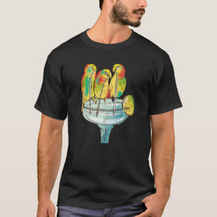 Women's Parrots Drinking Margarita Retro Summer Va T-Shirt