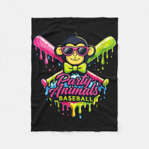 Women's party animals baseball funny monkey  fleece blanket