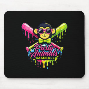 Women's party animals baseball funny monkey mouse pad