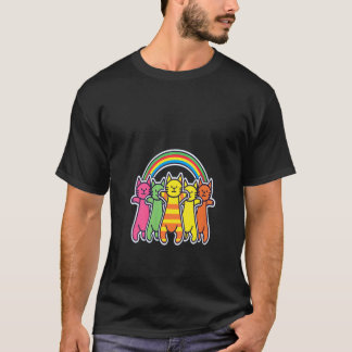 Womens Party Rainbow Cats EDM Festival Rave T-Shirt