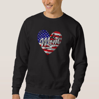 Womens Patriotic American Flag Heart Equestrian Mo Sweatshirt