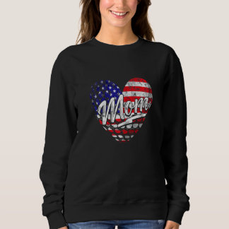 Womens Patriotic American Flag Heart Golf Mum Moth Sweatshirt