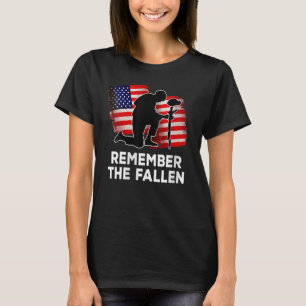 Womens Patriotic American Flag Remember The Fallen T-Shirt