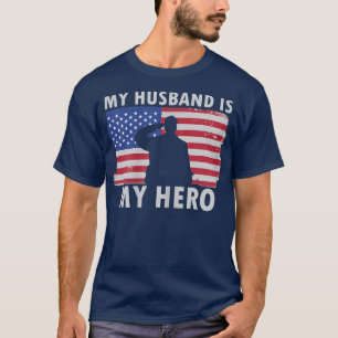 Womens Patriotic American Flag Veterans Wife Woman T-Shirt