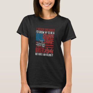 Womens Patriotic Motorcycle Women USA Flag Motorb T-Shirt