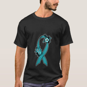 Womens Pcos Teal Ribbon Velvety Skin Polycystic Ov T-Shirt