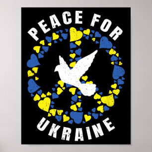 Womens Peace For Ukraine Heart Dove Bird Ukrainian Poster