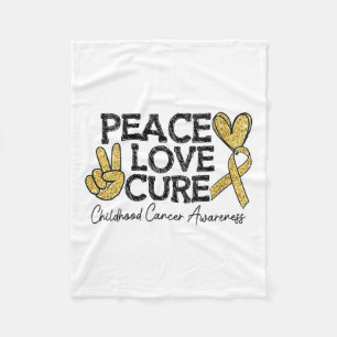 Womens Peace Love Childhood Cancer Awareness Gol-d Fleece Blanket