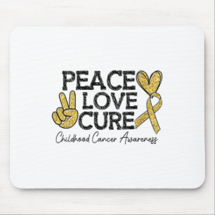 Womens Peace Love Childhood Cancer Awareness Gol-d Mouse Pad