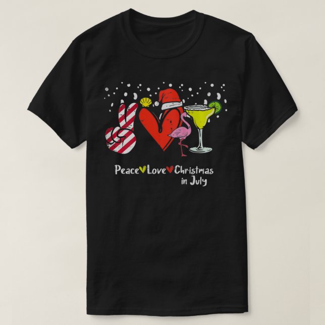 Womens Peace Love Christmas In July Funny Summer X T-Shirt (Design Front)