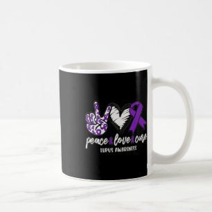 Womens Peace Love Cure Lupus Awareness Support Rib Coffee Mug