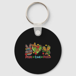 Womens Peace Love Fiesta Heart Leopard Mexican Cin Key Ring