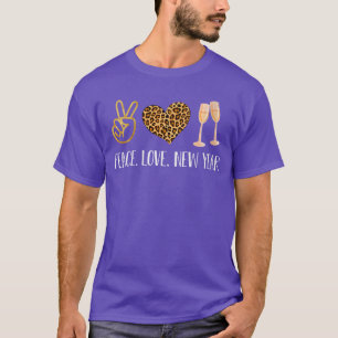 Womens Peace Love Happy New Years Eve Party VNeck T-Shirt