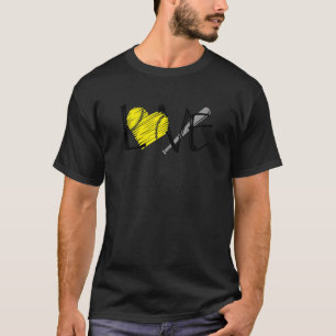 Womens Peace Love Softball Cute Hearts Tennis Rack T-Shirt