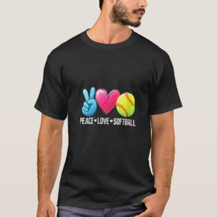 Womens Peace Love Softball Cute Softball Player Va T-Shirt
