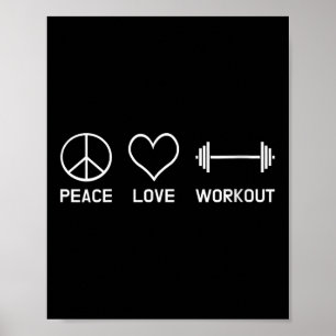 Womens Peace Love Workout Motivational Fitness Say Poster