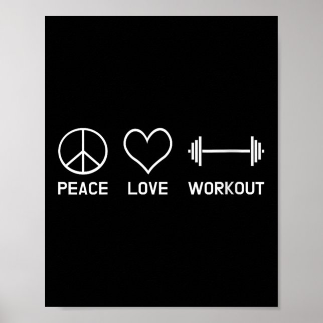 Womens Peace Love Workout Motivational Fitness Say Poster (Front)