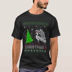 Womens Peacock Xmas Tree Lighting Ugly Christmas S T-Shirt
