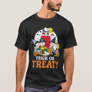 Womens Peanuts Halloween Trick Or Treat moonlight  T-Shirt