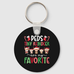 Womens Peds Tiny Reindeer Christmas Peds Nurse Xma Key Ring