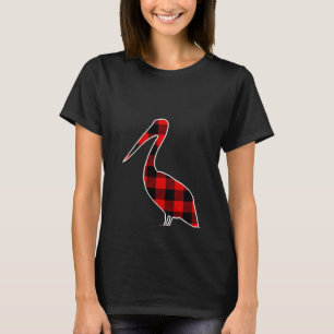 Womens Pelican Red Buffalo Plaid Bird Heron Matchi T-Shirt