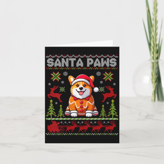 Womens Pembroke Welsh Corgi Santa Paws Merry Chris Card (Front)