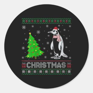 Womens Penguin Xmas Tree Lighting Ugly Christmas S Classic Round Sticker