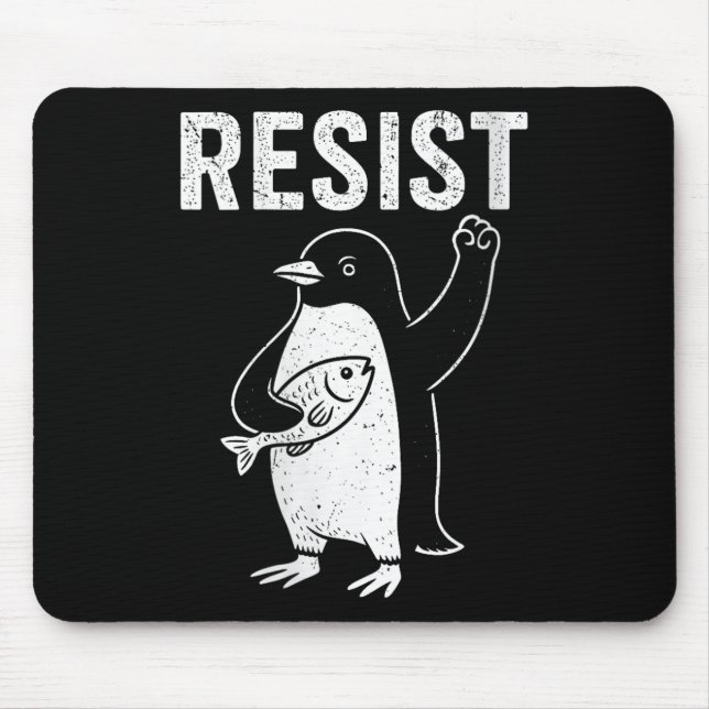 Womens Penguins Against Tariffs Resist Penguin Act Mouse Pad (Front)
