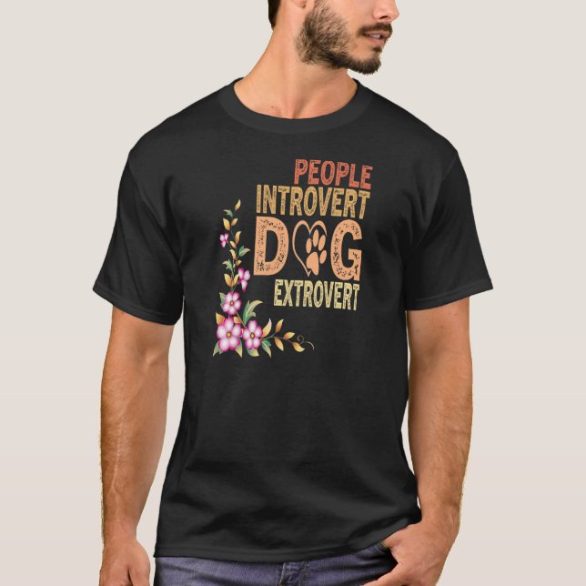 Womens People Introvert Dog Extrovert, Funny Puppy T-Shirt (Front)