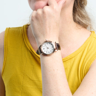 Women's Perfect Square Brown Leather Strap Watch