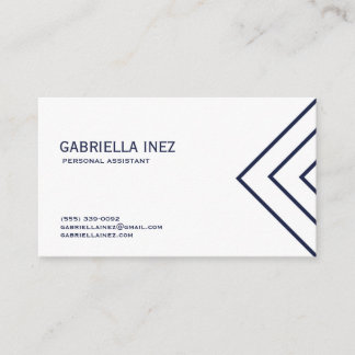 Women's Personal Assistant Navy Blue and White Business Card