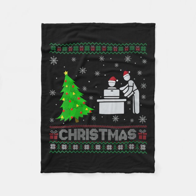 Womens Personal Assistant Xmas Tree Lighting Ugly  Fleece Blanket (Front)