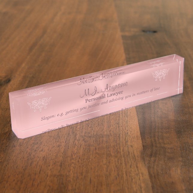 Womens Personal Attorney and pink justice logo Nameplate (Side)