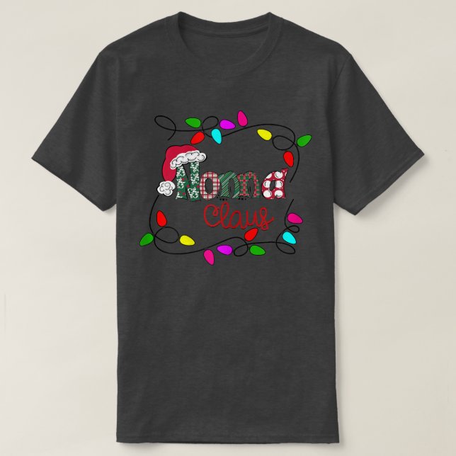 Womens Personalised Christmas Nonna Claus Xmas Lig T-Shirt (Design Front)