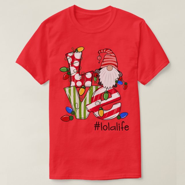 Womens Personalised Love Lolalife Candy Gnome Chri T-Shirt (Design Front)