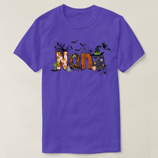 Womens Personalised Nona Halloween Shirt, Spooky G T-Shirt (Design Front)