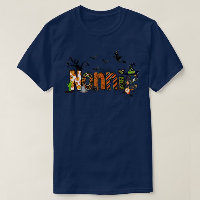 Womens Personalised Nonnie Halloween Shirt, Spooky T-Shirt (Design Front)