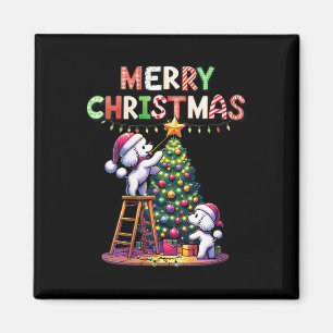 Womens Pet Animal Lovers Xmas Poodle Dogs Decorati Magnet