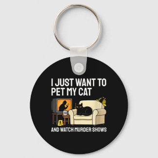 Womens Pet Cat And Watch Murder Shows Funny Cat Key Ring