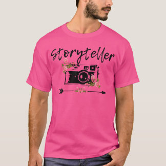 Womens Photographer Storyteller Vintage Floral Cam T-Shirt