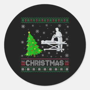 Womens Physical Therapist Xmas Tree Lighting Ugly Classic Round Sticker