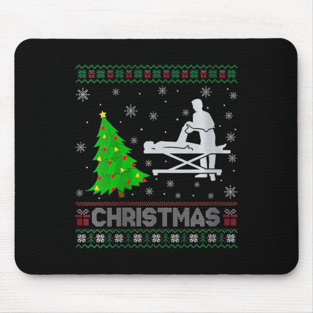 Womens Physical Therapist Xmas Tree Lighting Ugly  Mouse Pad (Front)
