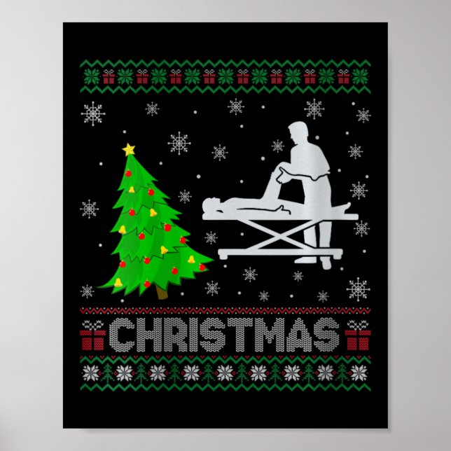 Womens Physical Therapist Xmas Tree Lighting Ugly  Poster (Front)
