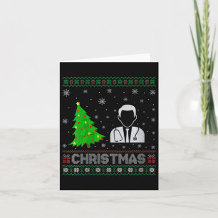 Womens Physician Xmas Tree Lighting Ugly Christmas Card