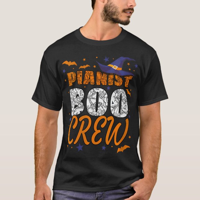 Womens Pianist Boo Crew Halloween Piano Player T-Shirt (Front)