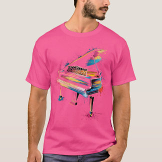 Womens Pianist Gift Piano Instrument Music Colour  T-Shirt